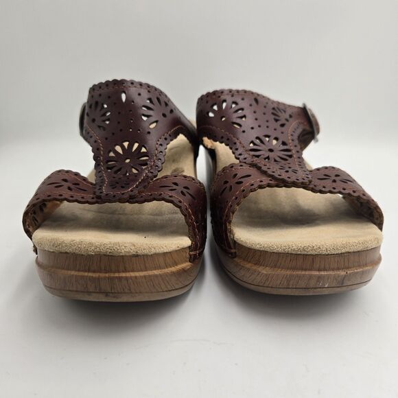 Dansko Sapphire Women Sandal 8.5 Brown Leather Eyelet Comfort Floral Shoes EU 39 - Picture 9 of 10